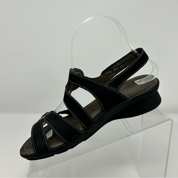 Mephisto Parfolia Black Leather Slingback Comfort Wedge Sandals Size 36 - Picture 4 of 15